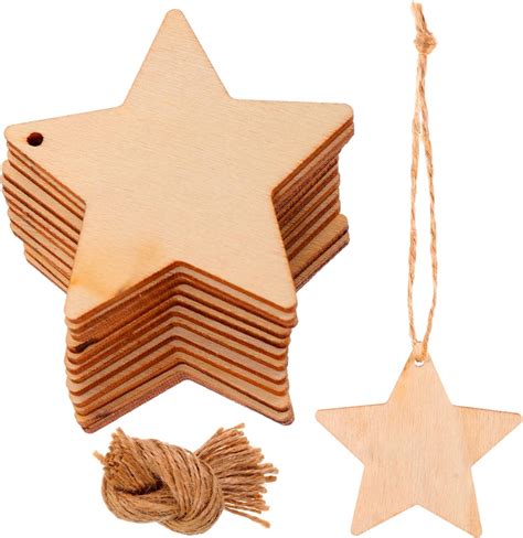 Besportble 50 Pcs Wooden Star Ornaments Star Unfinished Wood Pieces