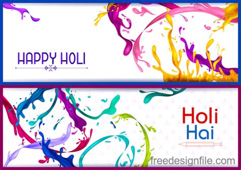 Happy Holi Banners Vector Template 02 Free Download