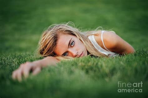 Beautiful Blonde Model Lying In Grass 9k Ultra Hd Photograph By Hi Res