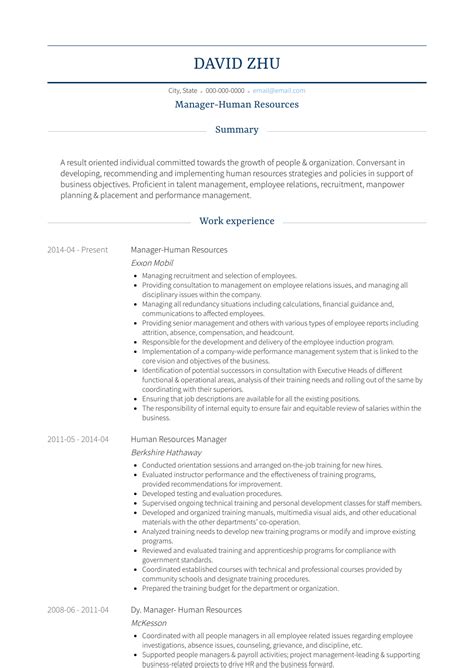 Find a cv sample that fits your career. Human Resources - Resume Samples and Templates | VisualCV