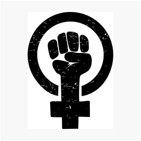 Feminist Raised Fist Distressed Photographic Print By