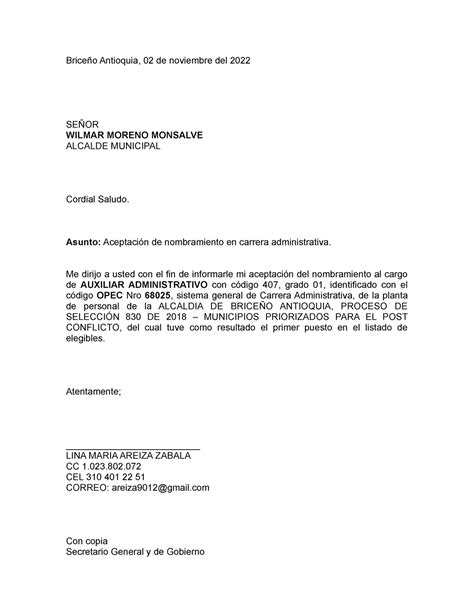 Modelo De Carta De Aceptacion De Proyecto Noticias Mo