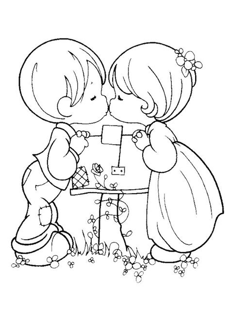 Boy and girl kissing coloring pages : Precious moments - boy and girl kissing over mailbox ...