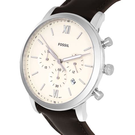 Fossil Neutra Chronograph Cream Dial Brown Leather Mens Watch Fs5380