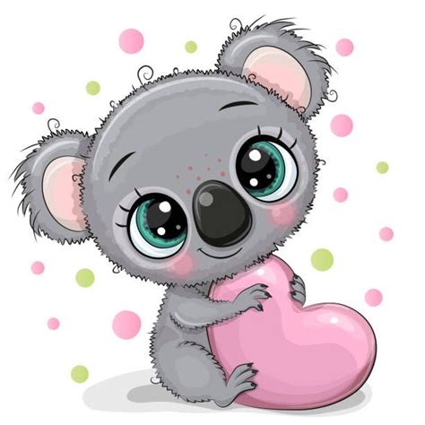 Cute Cartoon Koala Con Corazón Ilustración De Arte Vectorial