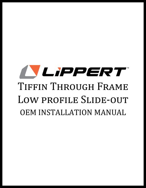 Lippert Tiffin Through Frame Low Profile Slide Out Installation Manual