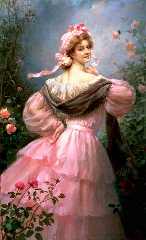 Giovanni Costa Lady In A Pink Dress And Fan Elegant Woman Victorian