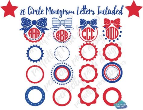 4th of July svg Circle Monogram Frames by PerfectlyPoshPixels