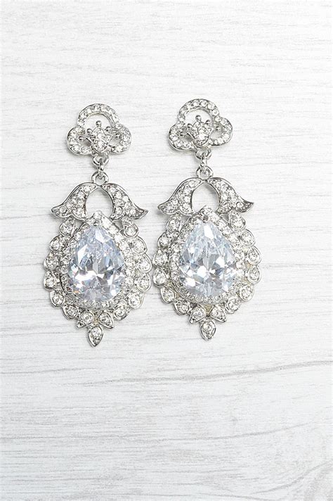 Victorian Style Crystals Chandelier Earrings Bridal Dangle Etsy