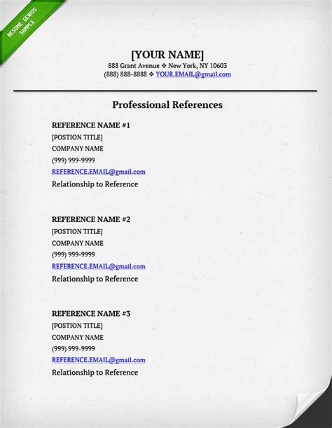 Reference Lists For Resumes