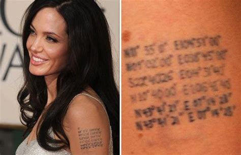 Angelina Jolie Left Shoulder Tattoo Script Best Hd Wallpapers