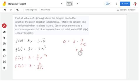 SOLVED Find All Values Of X If Any Where The Tangent Line To The