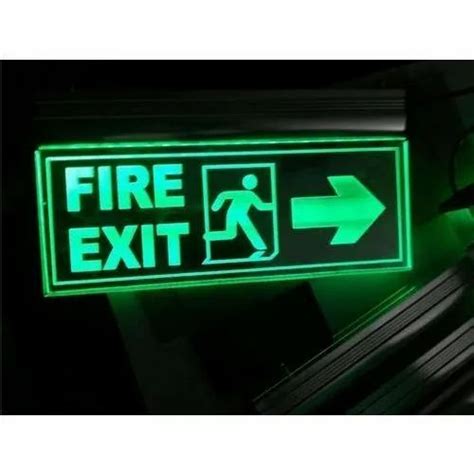 Rectangle Acrylic Led Fire Exit Sign Board For Safety Signage At Rs