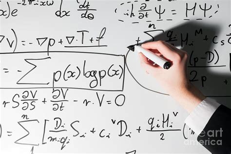 Man Writing Complex Math Formulas On Whiteboard Mathematics And