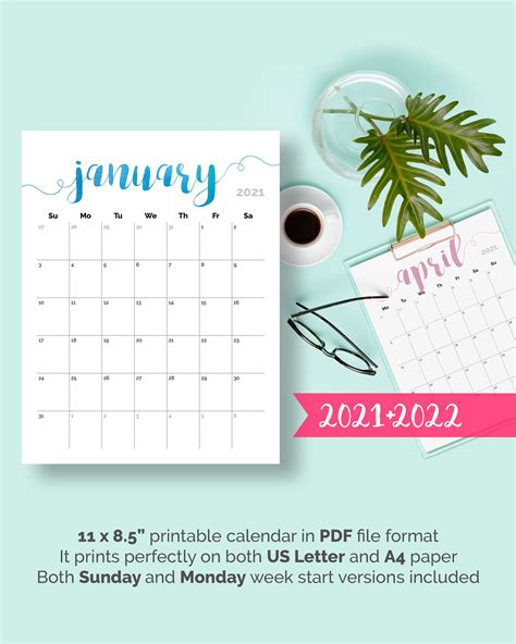2021 Calendar Printable Desk Calendar Planner Monthly Pages Etsy