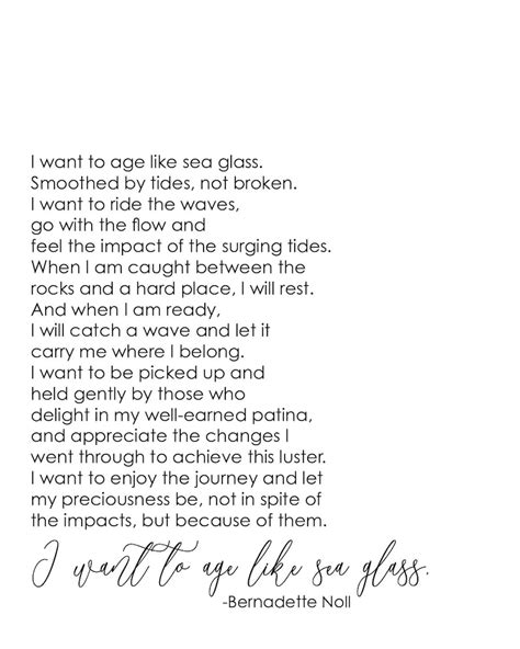 I Want To Age Like Sea Glass Sea Glass Poem Printable Etsy