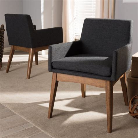 Molly mid century modern dining chairs with rubberwood frame (set of 2). Baxton Studio Nexus Fabric Dining Armchair - Set of 2 ...