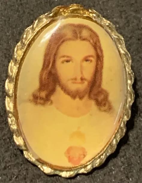 Vintage Sacred Heart Of Jesus Christ Pin Lapel Religious Relic 1 699