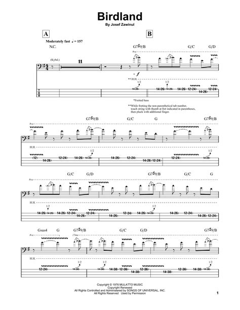 Birdland By Manhattan Transfer Bass Tab Guitar Instructor