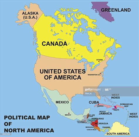 Political Map Of North America In Vector Format High Res