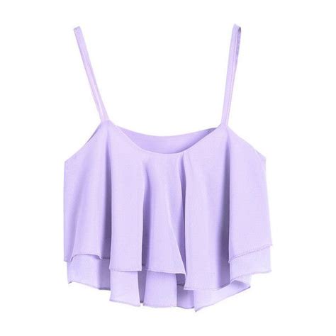 Ruffled Layers Crop Top Lavender 19 Liked On Polyvore Featuring Tops