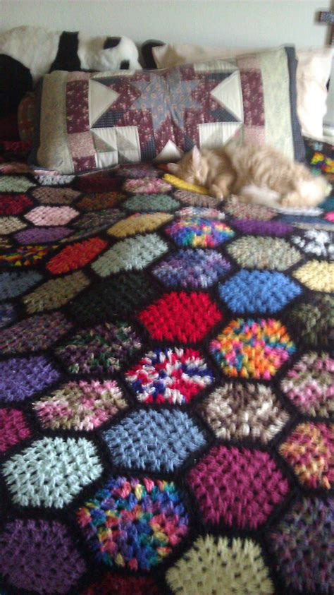 Stained Glass Afghan 6 Sided Granny Squaresand My Cat Crochet
