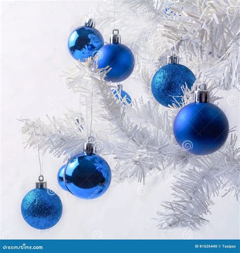30 White Tree With Blue Ornaments