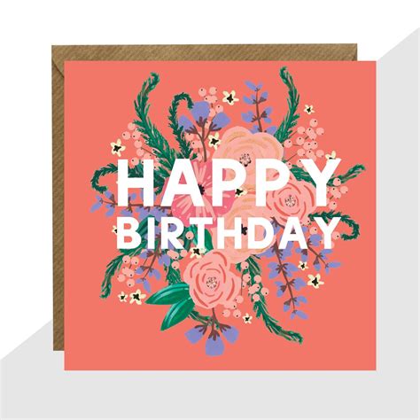 Lottie Simpson Happy Birthday Floral Card Birthday Etsy