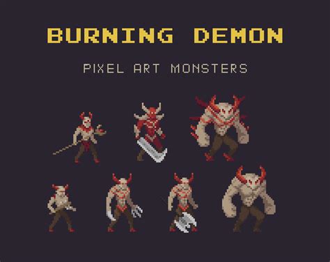Burning Demon Pixel Art Monster Asset By Sanctumpixel