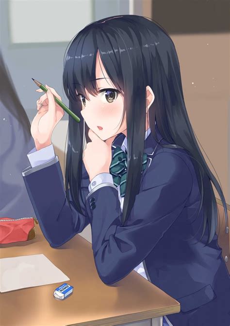 anime school girl black hair maxipx