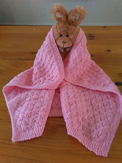 Hand Knitted Baby Blanket 100 Pure Nz Wool Pink Felt
