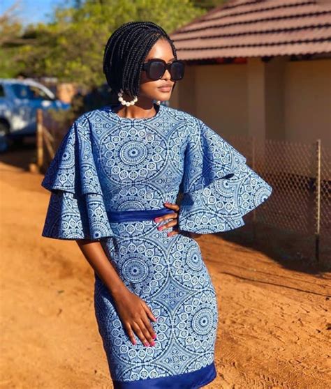 beautiful modern shweshwe dress for wedding african 4