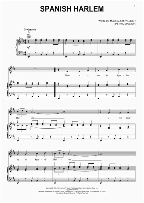 Composed by andrew wrangell edited by samuel dickenson. Spanish Harlem Piano Sheet Music | OnlinePianist