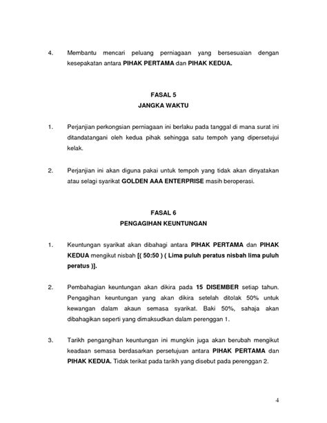 5 halamanformat:word file draf perjanjian perkawin. Contoh surat perjanjian Perkongsian perniagaan | AKU dan ...