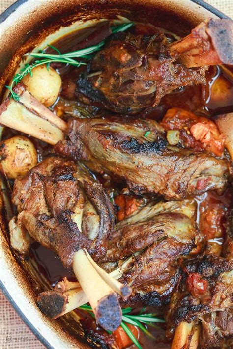 They are fork tender with a luscious red wine lamb gravy. Mediterranean-Style Wine Braised Lamb Shanks with ...