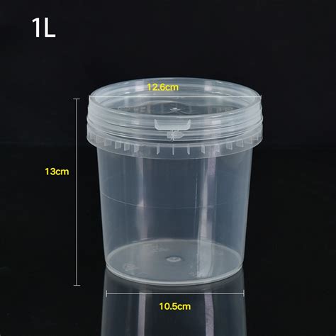 1 Liter Round Plastic Bucket With Lid Food Grade Polypropylene Storage
