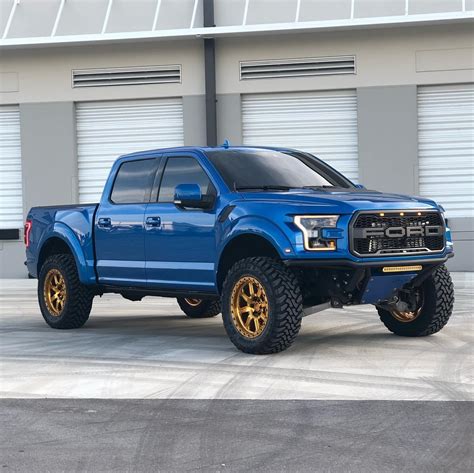 Ford F 150 Raptor Blue With Gold Innov8 Racing G500 Wheel Front