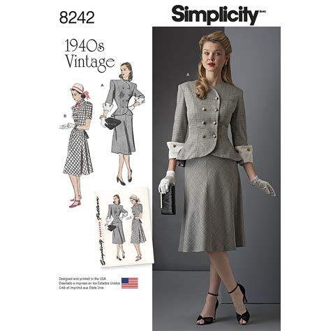 Vtg 40s Retro Dress Collar Simplicity Sewing Pattern 8050 Plus Sz 14 16