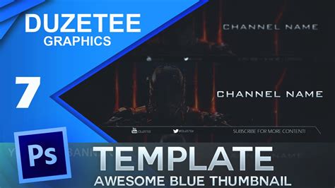 Free Youtube Thumbnail Template Psd Blue By Dara Youtube