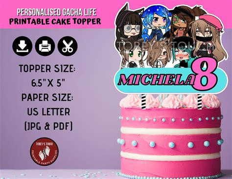 Personalised Printable Gacha Life Centerpiece Gacha Life Cake Topper