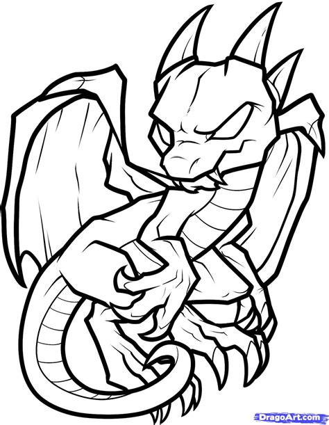 Easy Traceable Dragon Drawings Sketch Coloring Page