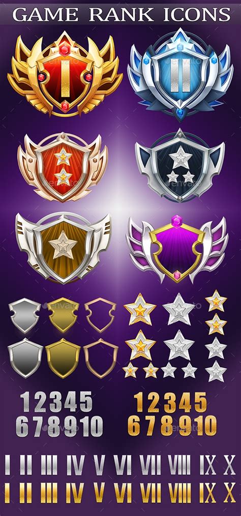 Ranks Icons Game Assets Graphicriver