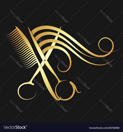Hairdressing Scissors And Comb With Hair Of Golden Color Download A