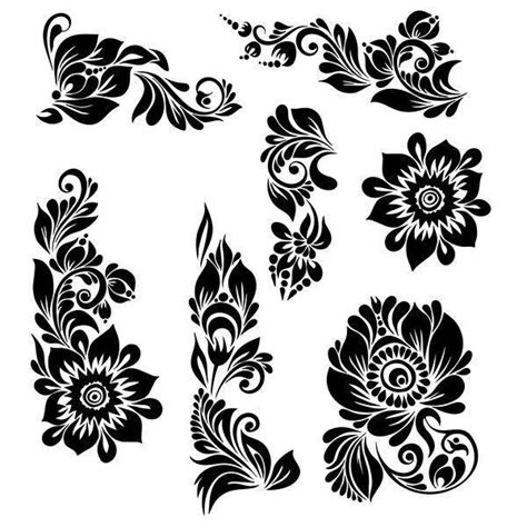 Today's freebie is 6 seamless floral jpg patterns by pixel buddha. Black Ornaments Floral Vector Illustration dxf File Free ...