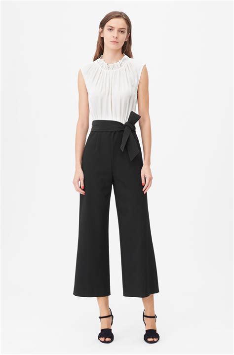Rebecca Taylor Tailored Silk And Clean Suiting Jumpsuit In Snowblack