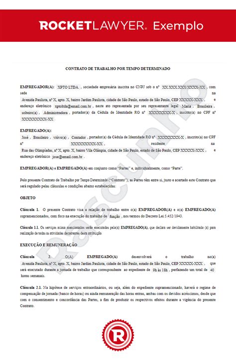 Modelo De Contrato De Trabalho Temporário