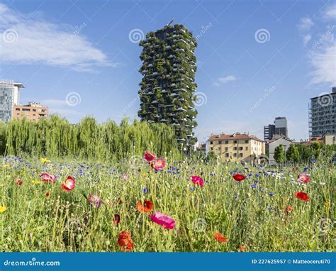 Milano Italy Bosco Verticale View At The Modern And Ecological