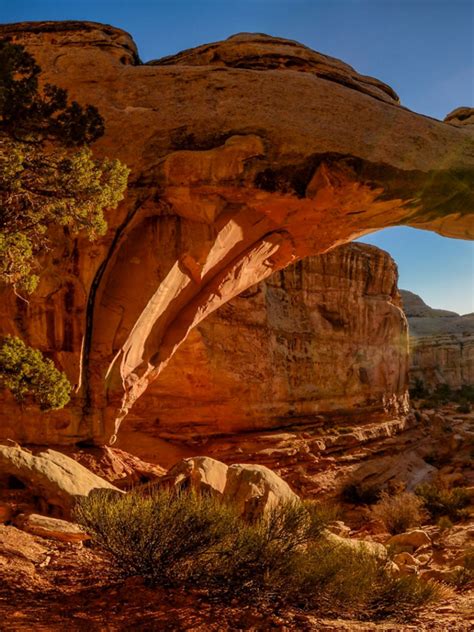 Free Download Stone Bridge Rays Sunset Landscape Arch In Arches