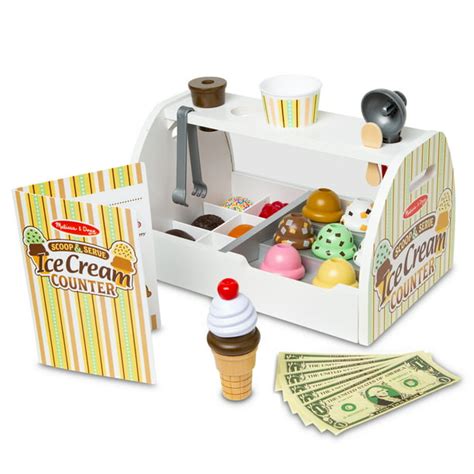 Melissa And Doug Wooden Scoop And Serve Ice Cream Counter 28 Pcs Play