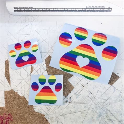 Gay Pride Rainbow Paw Print Vinyl Decal Paw Print Heart Vinyl Etsy